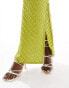 Kaiia textured column maxi skirt co-ord in lime