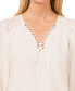 Women's Circular Trim Pin-Tuck Long Sleeve Blouse