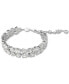 Rhodium-Plated Mixed Crystal Double-Row Flex Bracelet