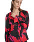 Women's Printed Blouson-Sleeve Button-Front Shirt