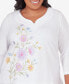 Plus Size Garden Party Floral Embroidery Top with Lace Details