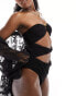 Фото #4 товара South Beach textured bandeau ring front cut out swimsuit in black