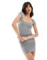 Фото #4 товара Pull&Bear polyamide sculpt square neck mini dress in grey