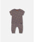 ფოტო #1 პროდუქტის Baby Boy Organic Cotton Top And Evolutive Pant Set Dark Grey With Printed Pixel Dog - Infant