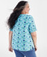 Фото #2 товара Plus Size Printed Elbow-Sleeve Top, Created for Macy's