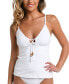 ფოტო #1 პროდუქტის Women's Salt Textured Tie-Neck Tankini Top