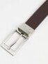 Фото #5 товара ASOS DESIGN smart reversible belt in brown and black faux leather with silver buckle