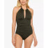 Ralph Lauren 302454 OLIVE High-Neck Tummy-Control One-Piece Swimsuit sz 6