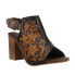 Фото #2 товара Roper Mika Floral Embossed Open Toe Shootie Pumps Womens Black, Brown Dress Casu