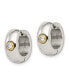 Stainless Steel Polished Yellow plated CZ Hinged Hoop Earrings