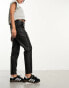 Object leather look tapered trousers in black