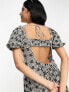 Фото #3 товара ASOS DESIGN broderie square neck tiered midaxi dress in mono gingham