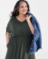 Фото #3 товара Plus Size V-Neck Shirred-Sleeve Dress, Created for Macy's