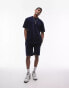 Фото #1 товара Topman oversized fit velvet cord short in navy