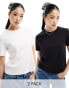 Фото #1 товара Bershka oversized t-shirt 2 pack in black and white