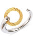 ფოტო #1 პროდუქტის White Topaz Accent Cuff Ring in Stainless Steel & Gold-Tone PVD Stainless Steel