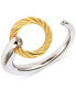 White Topaz Accent Cuff Ring in Stainless Steel & Gold-Tone PVD Stainless Steel