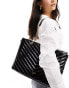 Dune patent chevron tote bag in black