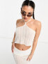 Фото #3 товара COLLUSION distressed knitted halterneck beach top in white