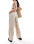 Фото #3 товара Vila linen touch tie waist wide leg trouser in stone