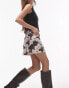 Topshop denim mini pelmet skirt in cow print