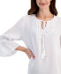Фото #3 товара Women's Lace-Trim Bell-Sleeve Woven Top, Created for Macy's