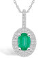 ფოტო #1 პროდუქტის Emerald (1-1/5 Ct. t.w.) and Diamond (1/2 Ct. t.w.) Halo Pendant Necklace