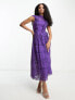ASOS DESIGN Lace midi dress with bow back detail in purple