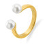 Фото #1 товара Open gold plated ring with pearls VAAXA357G