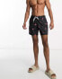 Фото #2 товара Hollister 5inch guard flamingo print swim shorts in black