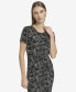 ფოტო #3 პროდუქტის Andrew Marc Women's Short Sleeve Stretch Midi Dress with Slit