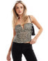 Stradivarius v-neck bandeau top in leopard print