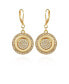 Gold-Tone Pave Stone Coin Drop Earrings
