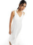 Vila Bridal satin tie shoulder cami maxi dress in cream