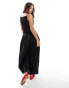 ASOS DESIGN slash neck bow detail maxi dress in black