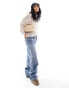 Only wide neck oversized sleeve jumper in cream M - фото #8