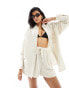 ASOS DESIGN Isabel mix & match linen look oversize beach shirt in neutral