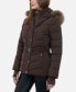 Фото #3 товара Women's Belted Faux-Fur-Trim Hooded Puffer Coat