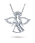 ფოტო #2 პროდუქტის Spiritual Delicate Petite CZ Angel Pendant Necklace For Teen Women .925 Sterling Silver