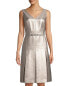 Фото #1 товара Lafayette 148 Lois Ceremonial Metallic Jacquard Pleated Dress size 6 Gold 152575