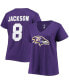 Фото #1 товара Women's Plus Size Lamar Jackson Purple Baltimore Ravens Name Number V-Neck T-shirt