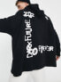 ASOS Dark Future extreme oversized hoodie with multi placement graffiti logo prints in black