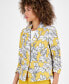 Фото #4 товара Women's Floral-Print 3/4-Sleeve Textured Jacket