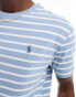 Фото #3 товара Polo Ralph Lauren icon logo stripe t-shirt in light blue/white