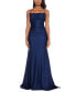 Фото #1 товара Juniors' Square-Neck Ruched Strappy Sleeveless Gown