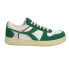 Diadora Magic Basket Low Suede Leather Lace Up Mens Green, White Sneakers Casua
