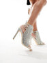 Azalea Wang Delanie embellished open to high heeled sandals in silver