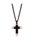 Фото #1 товара Men's Stainless Steel Black & Rose Gold CZ Cross Necklace