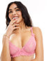 ASOS DESIGN Vintage ruffle underwired bra in pink