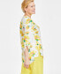 Фото #2 товара Women's 100% Linen Floral-Print Woven Tab-Sleeve Tunic, Created for Macy's